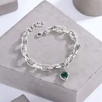 Walmart 925 Sterling Silver Crown Love Emerald Charm Bracelet Silver Bracelets For Women offer