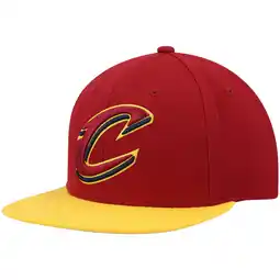 Walmart Men's Mitchell & Ness Wine/Gold Cleveland Cavaliers Team Two-Tone 2.0 Snapback Hat offer
