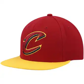 Walmart Men's Mitchell & Ness Wine/Gold Cleveland Cavaliers Team Two-Tone 2.0 Snapback Hat offer