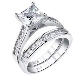 Walmart Newshe Wedding Rings for Women Engagement Ring Sets Princess 925 Sterling Silver Cz 1.8Ct Size 7 offer