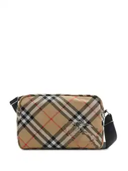Walmart Burberry Men's Beige Messenger Bag With Vintage Check Pattern Neutrals offer