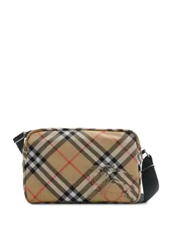 Walmart Burberry Men's Beige Messenger Bag With Vintage Check Pattern Neutrals offer