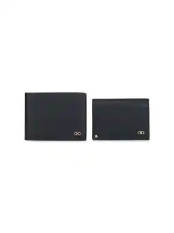 Walmart Ferragamo Men's Gancini Wallet And Card Holder Set Black Black offer