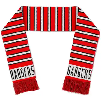 Walmart Men's Top of the World Red Wisconsin Badgers Tow Triple Down Knit Scarf offer