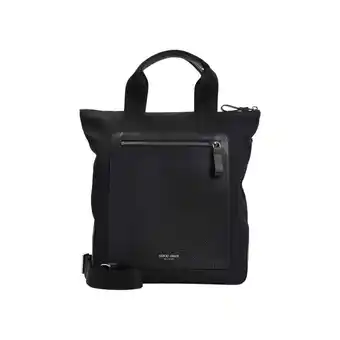 Walmart Giorgio Armani Men's Textured Leather Front Pocket Shoulder Bag Black offer