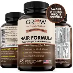 Walmart Grow Vitamin Advanced Hair Formula with Biotin, Saw Palmetto - 90 Capsules offer