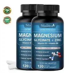 Walmart (2 Pack)500mg Magnesium Glycinate,with Zinc Vitamin D3,Bone Muscle Nerve Health Supplement offer