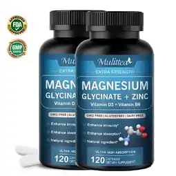 Walmart (2 Pack)500mg Magnesium Glycinate,with Zinc Vitamin D3,Bone Muscle Nerve Health Supplement offer