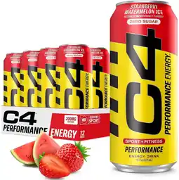 Walmart C4 Performance Energy Drink, Strawberry Watermelon Ice, Zero Sugar, Carbonated, 16oz can (12 Pack) offer