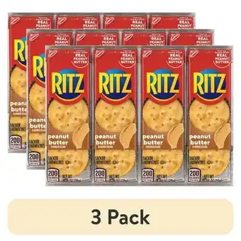 Walmart (3 pack) RITZ Peanut Butter Sandwich Crackers, Lunch Snacks, 8 Snack Packs (6 Crackers Per Pack) offer