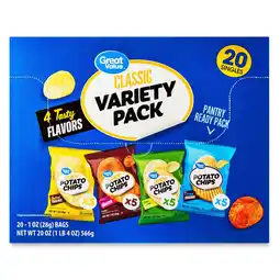 Walmart Great Value Classic Chips Variety Pack, 1 oz, 20 Count offer