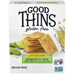 Walmart Good Thins Jalapeo & Lime Corn & Rice Snacks Gluten Free Crackers, Snack Crackers, 3.5 oz offer
