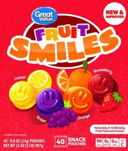 Walmart Great Value Fruit Smiles Snacks, Original Flavors, 40 Count offer
