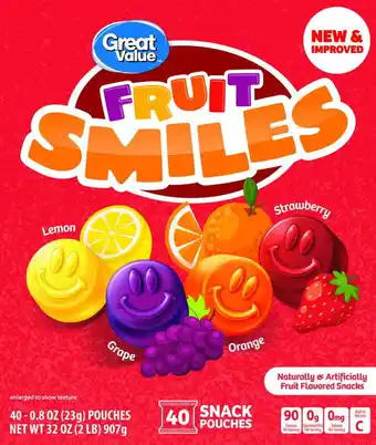 Walmart Great Value Fruit Smiles Snacks, Original Flavors, 40 Count offer