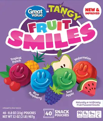 Walmart Great Value Fruit Smiles Snacks, Tangy Flavor, 40 Count offer