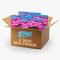 Walmart Drake's Ring Dings Cakes, 32 Crme Filled Cakes (4 Boxes), 46.2 oz offer