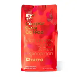 Walmart Copper Cow Coffee Vietnamese Ground Coffee Flavored with Real Cinnamon Churro 10 oz Bag - Dark Roast offer