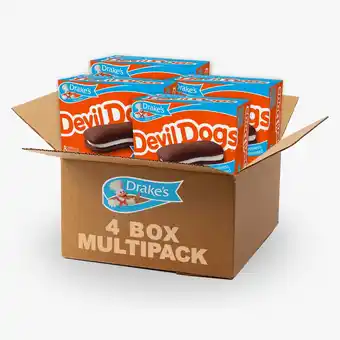 Walmart Drake's Devil Dogs, 32 Crme Filled Sandwich Cakes (4 Boxes), 54.52 oz offer