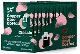 Walmart Copper Cow Coffee Classic Black 12ct Pour Over Coffee Tray (0.4oz per Serving) - Dark Roast offer