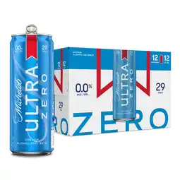 Walmart Michelob Ultra ZERO Non-alcoholic American Lager Beer 12 Pack 12 fl oz Aluminum Cans, 0% ABV offer