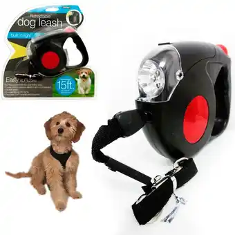 Walmart Retractable Dog Leash Black Automatic 15 Feet Long 4 LED Lights Strap Rope New offer