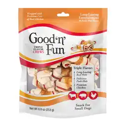 Walmart Good n Fun Triple Flavor Chews, Mini Bones, Rawhide Chews for Small Dogs, 18 Count offer