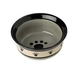 Walmart PetRageous Designs Metro 6 Inch Diameter Handcrafted Stoneware Pet Bowl for Pets, Gray Paw Pattern offer