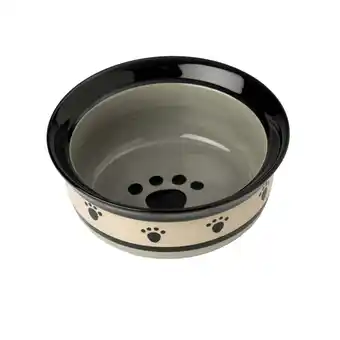 Walmart PetRageous Designs Metro 6 Inch Diameter Handcrafted Stoneware Pet Bowl for Pets, Gray Paw Pattern offer