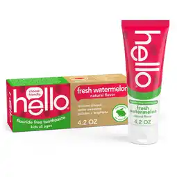 Walmart hello Fresh Watermelon Fluoride Free Kids Toothpaste, 4.2 Oz Tube offer