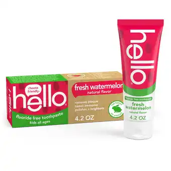 Walmart hello Fresh Watermelon Fluoride Free Kids Toothpaste, 4.2 Oz Tube offer