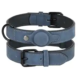 Walmart Leather Dog Collar with AirTag Holder Case, Soft Padded Air Tag Dog Pet Collars WQY offer