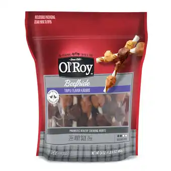 Walmart Ol Roy 24oz Beefhide Triple Flavor Kabobs Dry Dog Chews offer