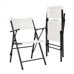 Walmart Mainstays White Commercial Plastic Folding Chair with Armrests, Indoor Outdoor, 2 Pack offer