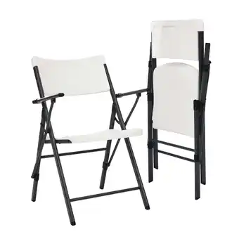 Walmart Mainstays White Commercial Plastic Folding Chair with Armrests, Indoor Outdoor, 2 Pack offer