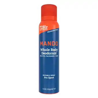 Walmart Mando Whole Body Deodorant for Men - Spray Deodorant - Aluminum Free - Pro Sport - 3.6oz offer