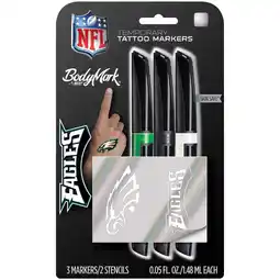 Walmart BIC BodyMark Temporary Tattoo Markers, NFL Series - Eagles, 3 Markers + 2 Stencils offer