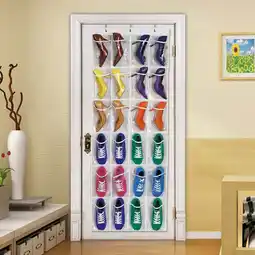 Walmart Door Shoe Bag Hanging Organizer-12 Pair-24 Oversized Pockets, Clear offer