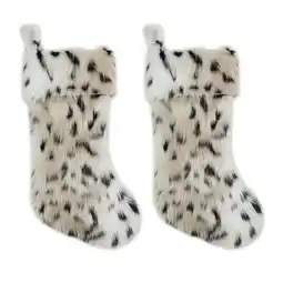 Walmart Holiday Time Leopard Faux Fur Stockings, 20, 2 Pack offer
