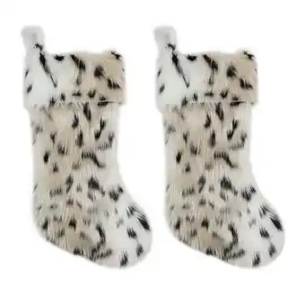 Walmart Holiday Time Leopard Faux Fur Stockings, 20, 2 Pack offer