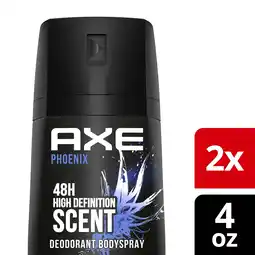 Walmart Axe Phoenix 48H High Definition Scent Men's Deodorant Body Spray All Skin, 4 oz 2 Pack offer