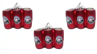 Walmart Holiday Time THREE Red BEER CAN Glass Christmas Ornaments With SANTA CLAUS IMAGE offer