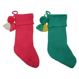 Walmart Holiday Time Pink and Aqua Stockings, 20, 2 Pack offer