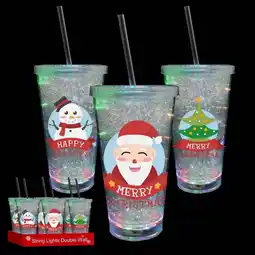 Walmart 16oz String Lights Double Wall Tumbler W/Straw, W/Christmas Prints offer
