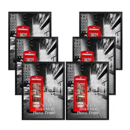 Walmart CRUGLA 11x17 Picture Frame Set of 6, Black Gallery Poster Frames for Wall Hanging offer