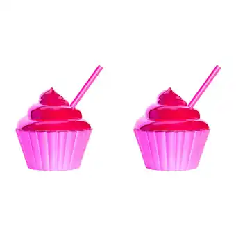 Walmart Strictly Fancy Hot Pink Cupcake Cups with Straws, 2PK offer