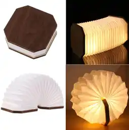 Walmart Portable Creative Folding Wooden Book Light Rechargeable Novelty Large Capacity led Night lamp Pack offer