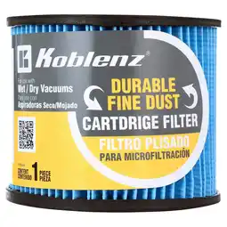 Walmart KOBLENZ Wet-Dry Vac Fine Dust Cartridge Filter, 5 Gallon to 16 Gallon (45-1170-00-5) offer