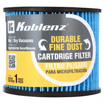 Walmart KOBLENZ Wet-Dry Vac Fine Dust Cartridge Filter, 5 Gallon to 16 Gallon (45-1170-00-5) offer