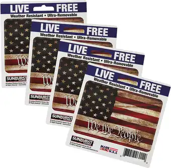 Walmart Sunburst Systems 6114 We The People Flag Decal Sticker 4 Pack. 3 x 4.5 Outdoor Durable Vinyl offer