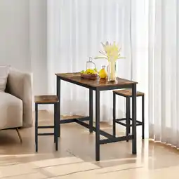 Walmart Bar Stools Set of 2, Rustic Brown & Black, Kitchen Breakfast Chairs with Footrest offer